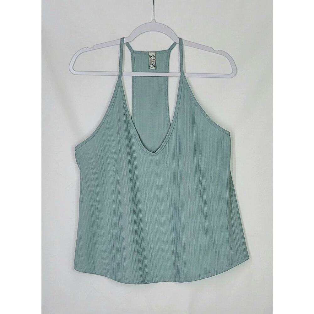 Intimately FREE PEOPLE Light Green Ribbed Flowy Tank Top Size Small Oversized - Picture 5 of 11
